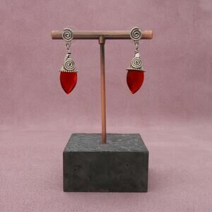 sajen sterling silver red opalite swirls dangle post earrings